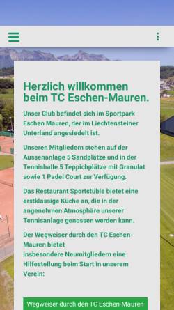 Vorschau der mobilen Webseite www.tceschen-mauren.li, Tennisclub Eschen - Mauren