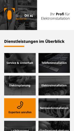 Vorschau der mobilen Webseite www.elektro-ott.li, Gregor Ott AG