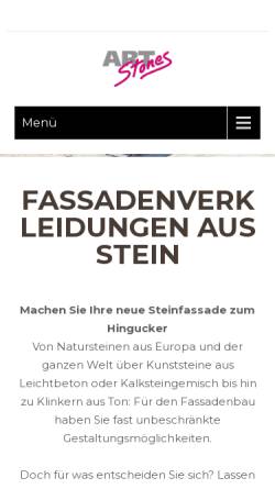 Vorschau der mobilen Webseite steinfassaden.ch, Art Stones AG