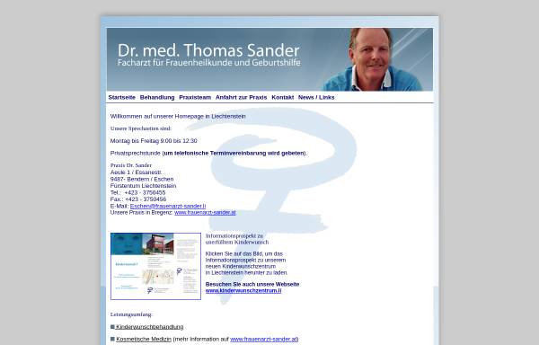 Vorschau von www.frauenarzt-sander.li, Frauenarzt Dr. med. Thomas Sander