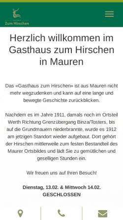 Vorschau der mobilen Webseite www.gasthaushirschen.li, Gasthaus zum Hirschen