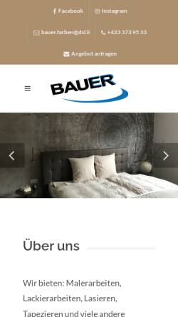 Vorschau der mobilen Webseite www.bauer-maler-gipser.li, Bauer Maler und Gipser Anstalt