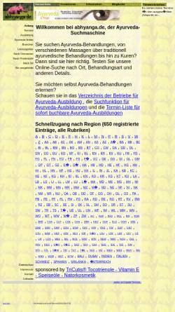 Vorschau der mobilen Webseite abhyanga.de, Ayurveda-Verzeichnis