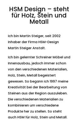 Vorschau der mobilen Webseite www.hsm-design.li, HSM-Design Martin Steiger