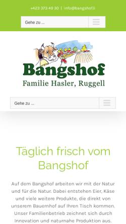 Vorschau der mobilen Webseite www.bangshof.li, Bangshof, Ruggell
