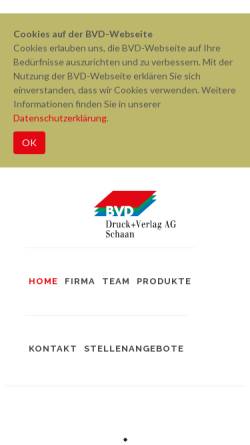 Vorschau der mobilen Webseite www.bvd.li, BVD Druck und Verlag AG