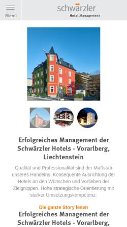 Vorschau der mobilen Webseite www.s-management.li, Schwärzler Hotel Management