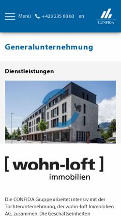 Vorschau der mobilen Webseite www.wohnloft.li, Wohn-loft Immobilien AG