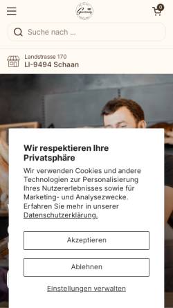 Vorschau der mobilen Webseite www.baeckerei-gassner.li, Benno Gassner Bäckerei AG
