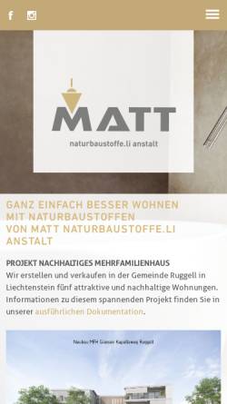 Vorschau der mobilen Webseite www.mattbau.li, Matt Baugeschäft Anstalt - Inh. Andreas Matt