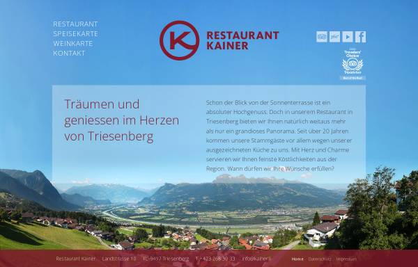 Vorschau von www.kainer.li, Restaurant Kainer - Inh. Cornelia und Helmut Kainer