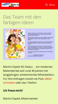 Vorschau der mobilen Webseite maler-ospelt.li, Maler Ospelt AG