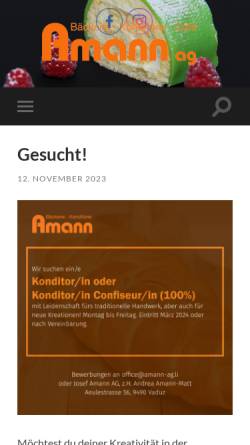 Vorschau der mobilen Webseite www.amann-ag.li, Josef Amann AG