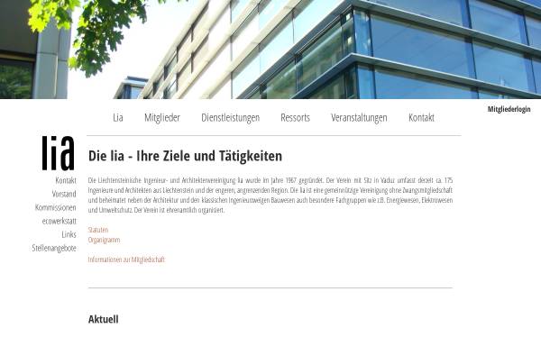 Vorschau von www.lia.li, LIA - Liechtensteinische Ingenieur‐ und Architektenvereinigung