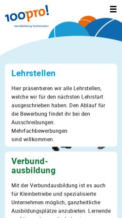 Vorschau der mobilen Webseite www.100pro.li, 100pro! Berufsbildung Liechtenstein
