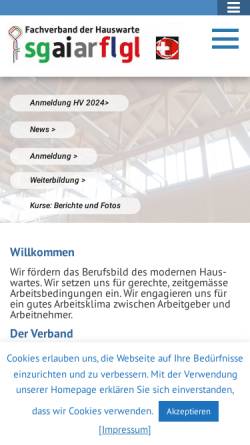 Vorschau der mobilen Webseite www.hauswart-sgaiarfl.ch, Fachverband der Hauswarte St. Gallen Appenzell Liechtenstein