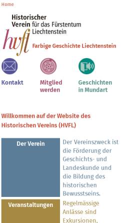 Vorschau der mobilen Webseite historischerverein.li, Historischer Verein für das Fürstentum Liechtenstein