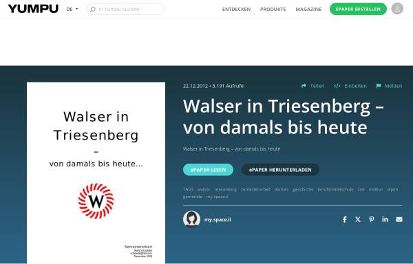 Vorschau von www.yumpu.com, Walser in Triesenberg - von damals bis heute
