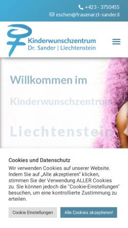 Vorschau der mobilen Webseite www.kinderwunschzentrum.li, Kinderwunschzentrum Dr. Thomas Sander