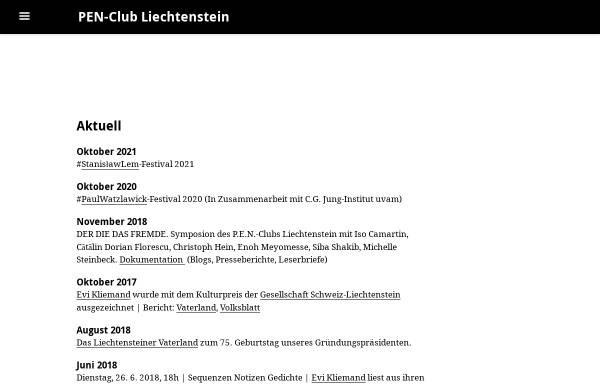 Vorschau von www.pen-club.li, P.E.N. Club Liechtenstein