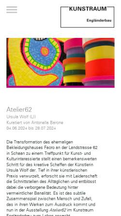 Vorschau der mobilen Webseite www.kunstraum.li, Kunstraum Liechtenstein - Kulturstiftung Liechtenstein