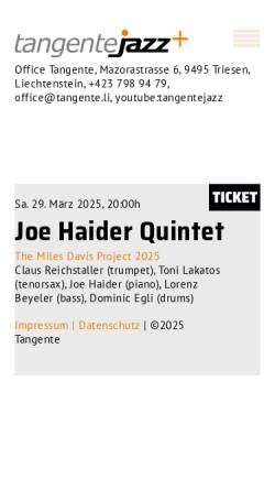 Vorschau der mobilen Webseite www.tangente.li, Tangente Jazz+