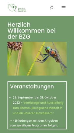 Vorschau der mobilen Webseite www.bzg.li, BZG - Botanisch-Zoologische Gesellschaft Liechtenstein-Sargans-Werdenberg eV