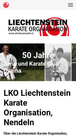 Vorschau der mobilen Webseite www.kyokushin.li, Liechtenstein Karate Organisation