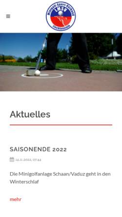 Vorschau der mobilen Webseite www.minigolfverband.li, Liechtensteiner Minigolf Sport Verband