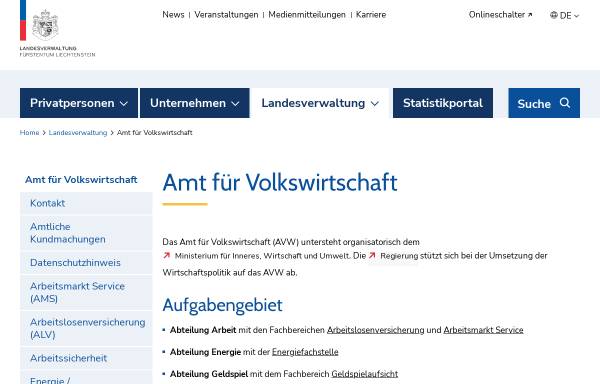 Vorschau von www.llv.li, Amt für Volkswirtschaft - Landesverwaltung Liechtenstein
