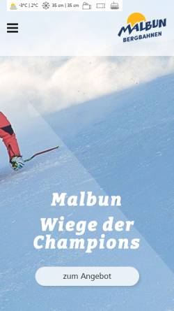 Vorschau der mobilen Webseite www.bergbahnen.li, Bergbahnen Malbun AG