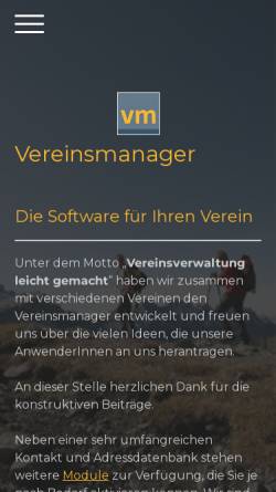 Vorschau der mobilen Webseite www.vereinsmanager.li, Vereinsmanager - Gerhard Hermann