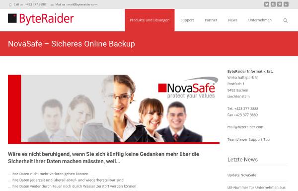 Vorschau von byteraider.com, NovaSafe - ByteRaider Informatik Est. Eschen