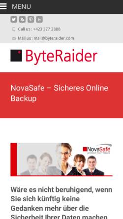 Vorschau der mobilen Webseite byteraider.com, NovaSafe - ByteRaider Informatik Est. Eschen