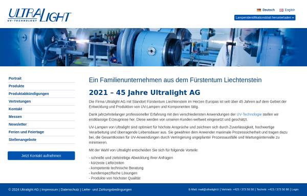 Vorschau von www.ultralight.li, Ultralight AG