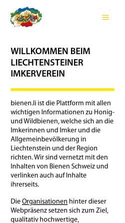Vorschau der mobilen Webseite www.bienen.li, Liechtensteiner Imkerverein