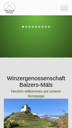 Vorschau der mobilen Webseite www.balzner-winzer.li, Winzergenossenschaft Balzers-Mäls