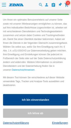 Vorschau der mobilen Webseite www.edna.ch, EDNA Backwaren AG