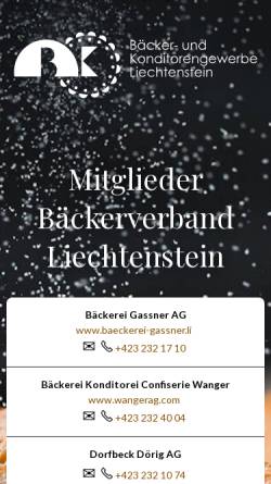 Vorschau der mobilen Webseite www.baecker.li, Bäckereiverband Liechtenstein
