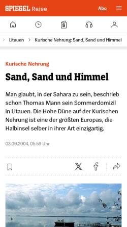 Vorschau der mobilen Webseite www.spiegel.de, Kurische Nehrung: Sand, Sand und Himmel - SPIEGEL ONLINE