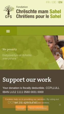 Vorschau der mobilen Webseite sahel.lu, Fondation Chrëschte mam Sahel – Chrétiens pour le Sahel (CPS)