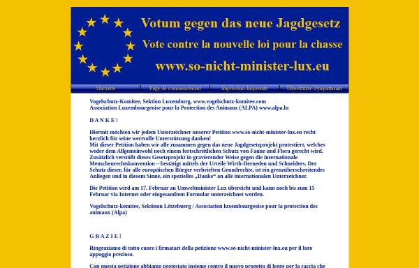 Vorschau von www.so-nicht-minister-lux.eu, Petition gegen das neue Jagdgesetz in Luxemburg