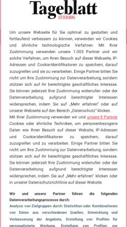 Vorschau der mobilen Webseite www.tageblatt.lu, Tageblatt