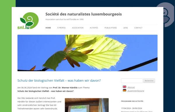 Vorschau von www.snl.lu, Société des naturalistes luxembourgeois a.s.b.l. - Naturforschende Gesellschaft Luxemburgs