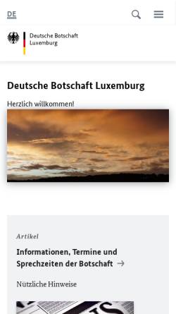 Vorschau der mobilen Webseite luxemburg.diplo.de, Botschaft der Bundesrepublik Deutschland