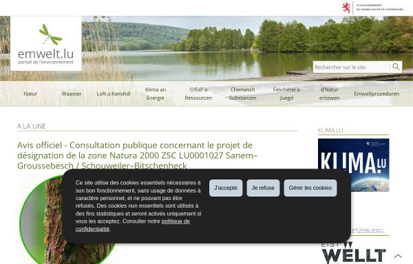 Vorschau von www.environnement.public.lu, Portail de l'Environnement du Grand-duché de Luxembourg