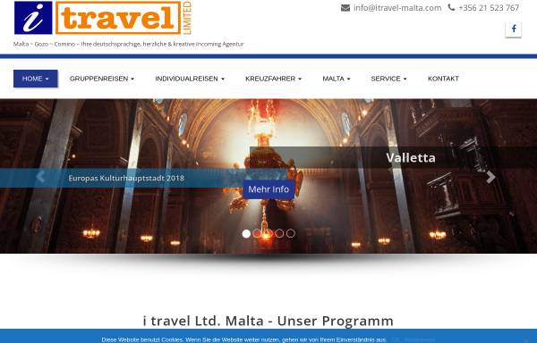 Vorschau von www.itravel-malta.de, I Tavel Ltd. Malta