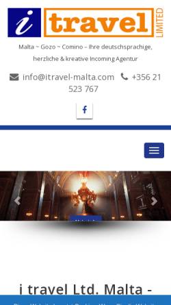 Vorschau der mobilen Webseite www.itravel-malta.de, I Tavel Ltd. Malta