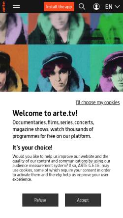 Vorschau der mobilen Webseite www.arte.tv, Arte