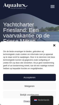 Vorschau der mobilen Webseite www.aqualux.nl, Aqualux Yachtcharter